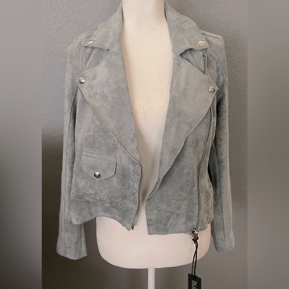 NWT Blank NYC Faux Suede Jacket Grey/Blue Color Size S - Picture 7 of 11